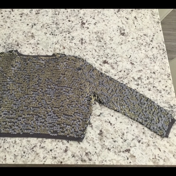 Bebe XS gray with Matt silver/gold sequin brand new cardigan - Picture 12 of 13
